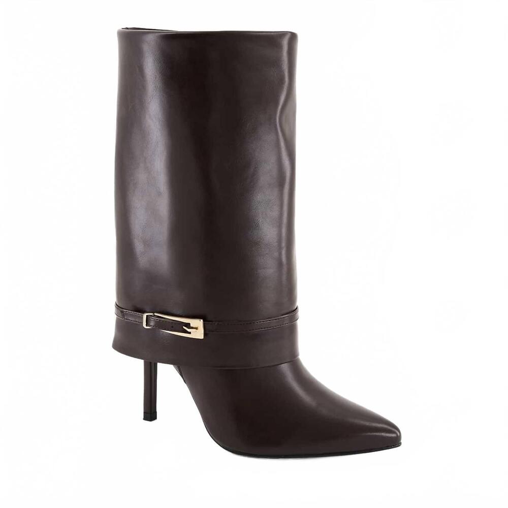 NEW ANDREA women's fold-over knee-high boot in dark brown